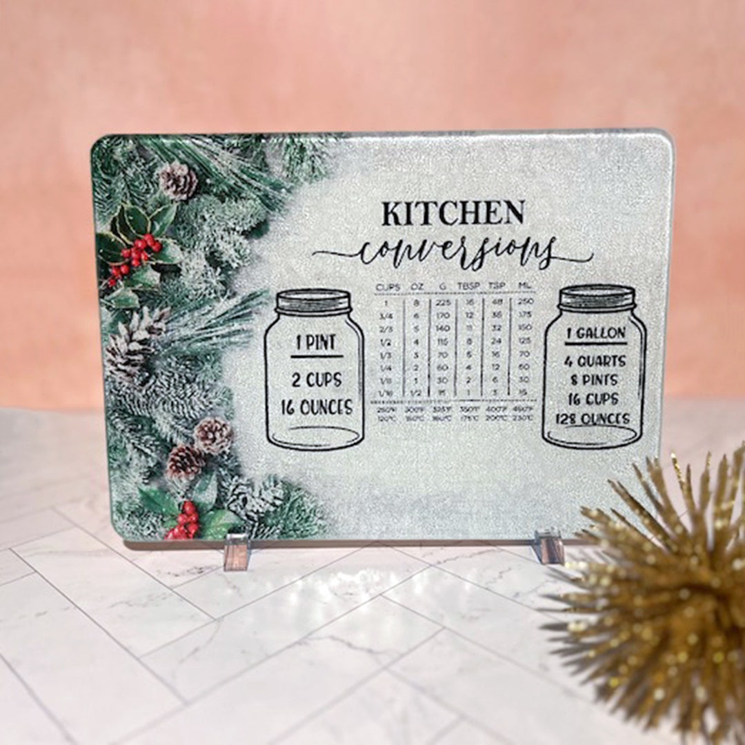 Christmas Kitchen Conversions Glass Cutting Board – Holiday Serving ...