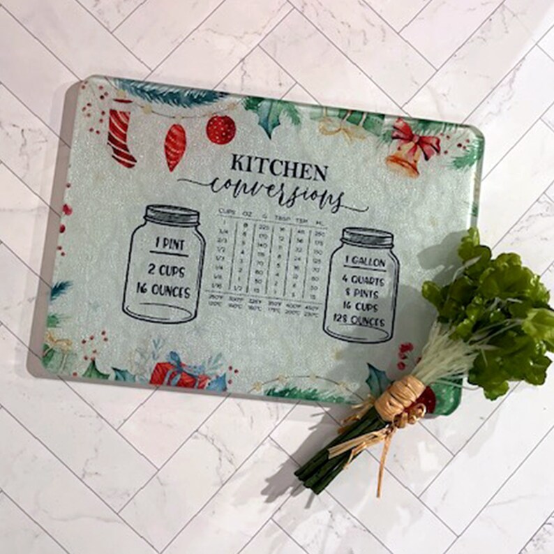 Glass Christmas Cutting Board/serving Traykitchen Conversions Great Gift for Family or Friends