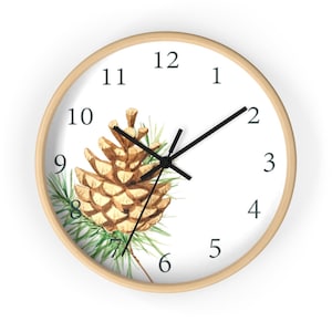 Pine Cone Print Wall Clock: Nordic Silent Clock, 10 Inch