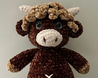 Highland Cow Crochet Plush - Cow Plushie - Soft Highland Cow - Stuffed Highland Cow