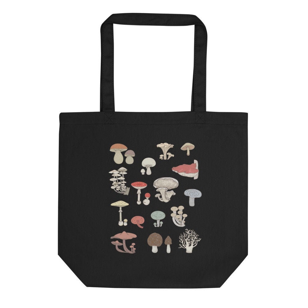 Pilze Tote Bag schwarz Pilze Pilz Zaubere Toadstools | Etsy