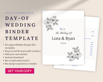 Digital Day-of Wedding Binder Template | Comprehensive Planner for Wedding Day | Instant Download | Google Docs | Organize Your Special Day