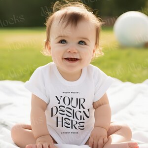 Rabbit Skins 3322 Baby Tshirt Mockup Toddler White Shirt Outdoor White Tee Baby Girl Model Summer Mock-Up 3322 Infant Lifestyle Blank Boho