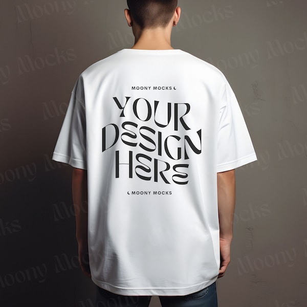 Comfort Colors C1717 Back Tshirt Mockup Men White Mockup C1717 Shirt Back of Shirt White Comfort Color Male Model Mock Up Lifestyle Oversize