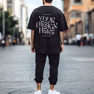 Gildan 5000 Mockup Back Tshirt Mockup Male Shirt Mockup Black Gildan 5000 Back of Shirt Mockup Male Model Mock Lifestyle Street Outdoor Mock