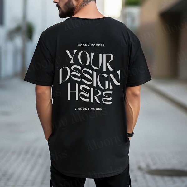 Comfort Colors C1717 Back Tshirt Mockup Male Tshirt Mockup Black C1717 Shirt Back of Tshirt Mock Male Model Mockup Lifestyle Outdoor Mockup