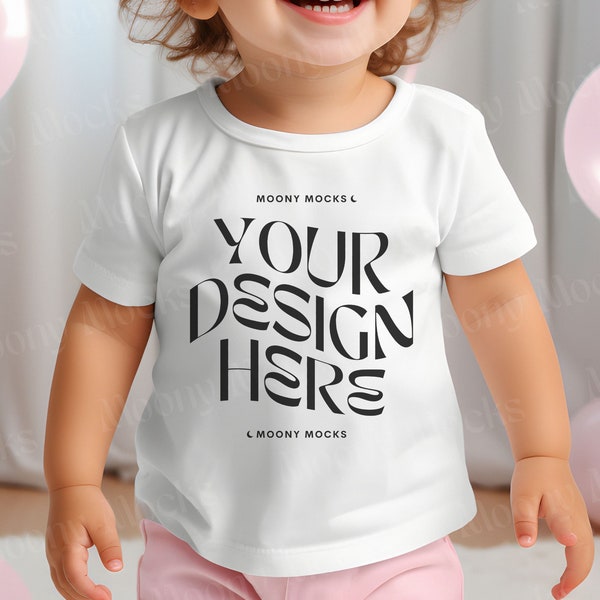 Rabbit Skins 3322 Baby Tshirt Mockup Toddler White Shirt Birthday White Tee Baby Girl Model Boho Mock-Up 3322 Tshirt Infant Lifestyle Blank