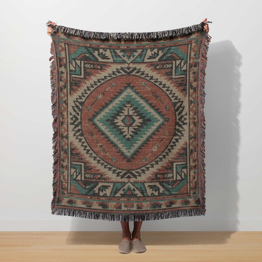 Tribal Aztec Blanket, Southwestern Throw, Geometric Boho Moroccan Decor ...