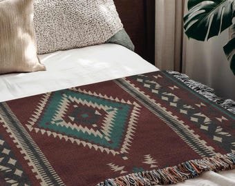 Lodge Cabin Blanket, Boho Geometric Throw, Tribal Aztec Woven Moroccan Tapestry, Southwestern Decor