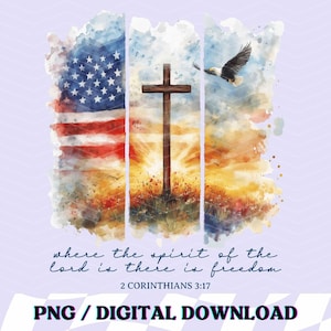 4th of July Christian PNG Patriotic Brushstroke Where The Spirit Of The Lord Freedom Independence Day Trendy Faith PNG July Fourth America