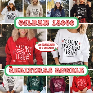 Gildan 18000 Mockup Christmas Bundle Sweatshirt Christmas Mockup Bundle Gildan 18000 Bundle Sweater Mock Winter Model Crewneck Holiday Shirt
