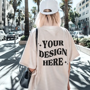Comfort Colors C1717 Ivory Mockup Back of Tshirt Aesthetic Mockup Y2K Trendy Ivory CC1717 Oversized Tee Lifestyle Pinterest Shirt Outdoor