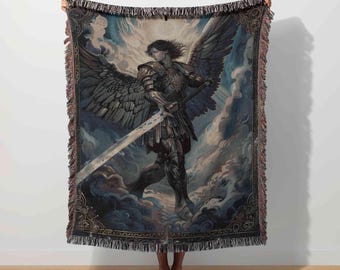 Archangel Tapestry, St Michael Blanket, Saint Michael, Warrior Angel, Christian Throw, Religious Decor Catholic Faith