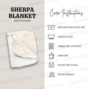Sherpa Blanket Care Instructions Size Chart Fleece Blanket Care Guide Mockup Printify Throw Blanket Care Card Size MWW Spoke Pic Blanket