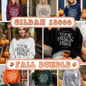 Gildan 18000 Mockup Bundle Sweatshirt Fall Mockup Bundle Gildan 18000 Bundle Sweater Mock Up Halloween Bundle Model Crewneck Oversized Shirt