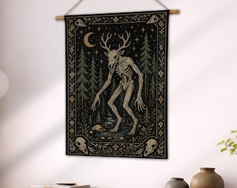 Wendigo Cryptid Decor, Weirdcore Blanket, Gothic Wall Tapestry, Spooky HalloweenThrow , Gothic Skeleton Witchy Art