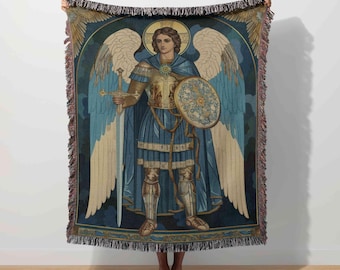 Archangel Blanket, Saint Michael Tapestry, St Michael Throw, Christian Warrior Angel, Catholic Religious Decor, Orthodox