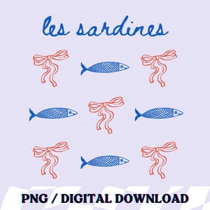 Coquette Sardine PNG Tinned Fish PNG Fisherman Aesthetic Trendy Coastal Sardine Bow Clipart Ocean Beach Vibe Design Summer Nautical Seaside