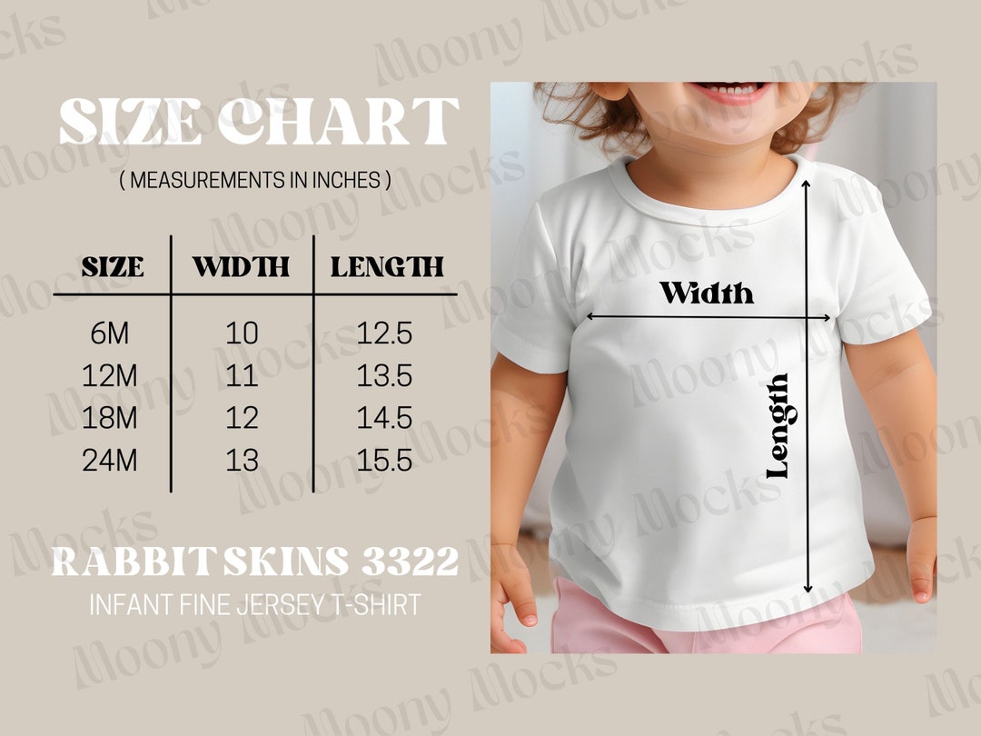 Rabbit Skins 3322 Infant Size Chart RS 3322 Baby Size Chart Mockup