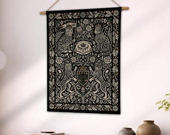 Medieval Cat Woven Blanket, Weirdcore Wall Tapestry, Whimsigoth Floral Throw for Cat Lover Art, Renaissance Fantasy Decor