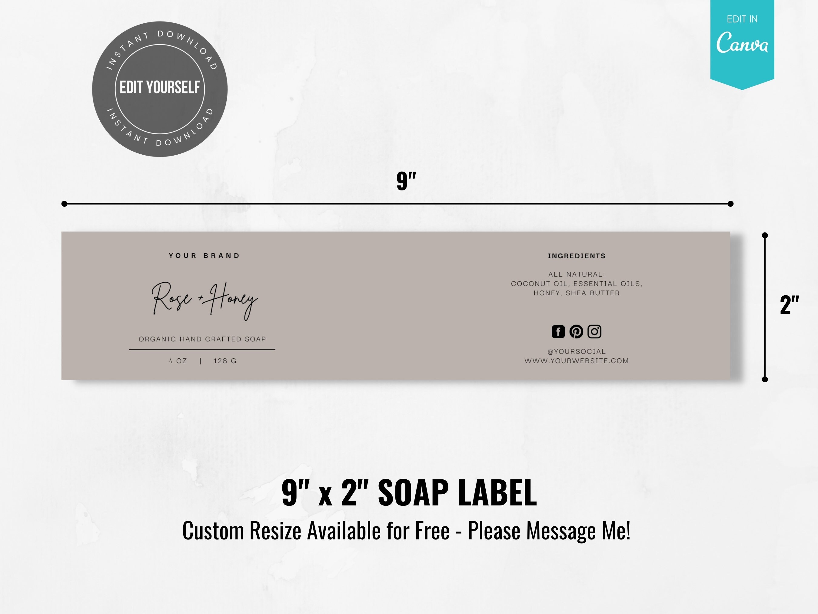 Editable Bar Soap Label Template Printable Minimal Custom | Etsy