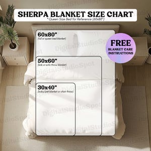 Sherpa Blanket Size Chart Sherpa Fleece Blanket Size Guide Mockup Printify Throw Blanket Sizing Care Instructions MWW Spoke Pic Blanket Size