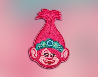 Queen Poppy Iron On Patch, Trollstopia, Troll iron on Applique,