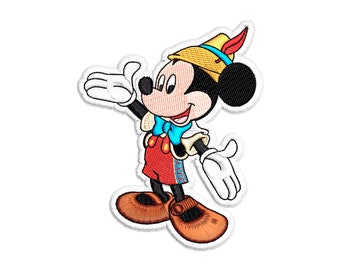 Mickey Mouse patch, pinocchio iron on appliqué, embroidered patches
