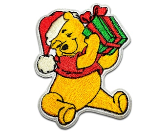 Winnie The Pooh Christmas Patch, Embroidered Iron On Patches