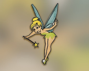 Tinkerbell fairy iron on patch, Peter Pan never land patches