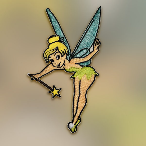 Tinkerbell fairy iron on patch, Peter Pan never land patches