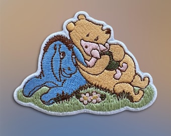 Pooh bear Patch, Eore, Piglet, Vintage Embroidered Applique,  Character Iron On