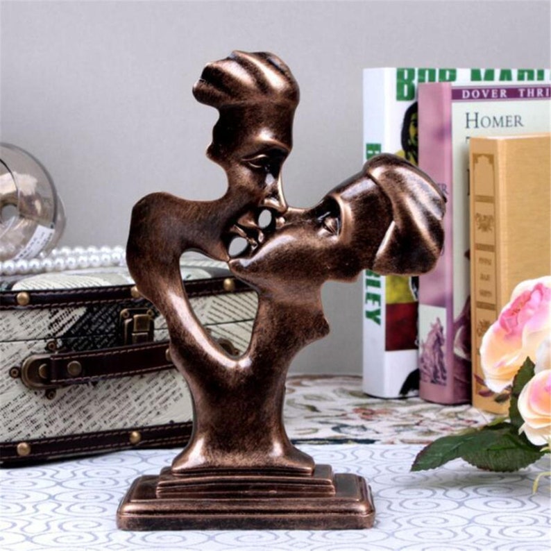 Sculpture Art Lovers Statue Romance Marriage Kiss Ornaments Etsy
