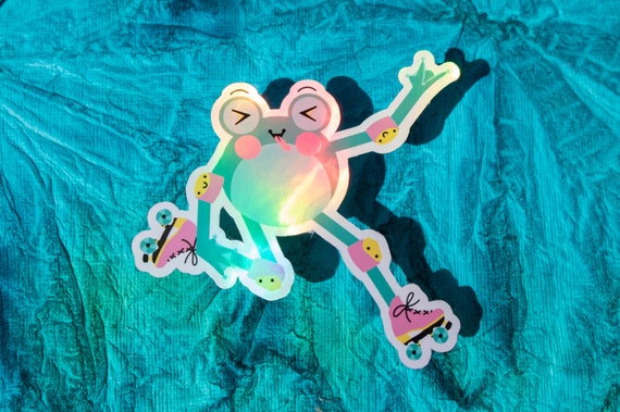 Knee Jump Skate Frog Holographic Chrome Sticker Froggy - Etsy