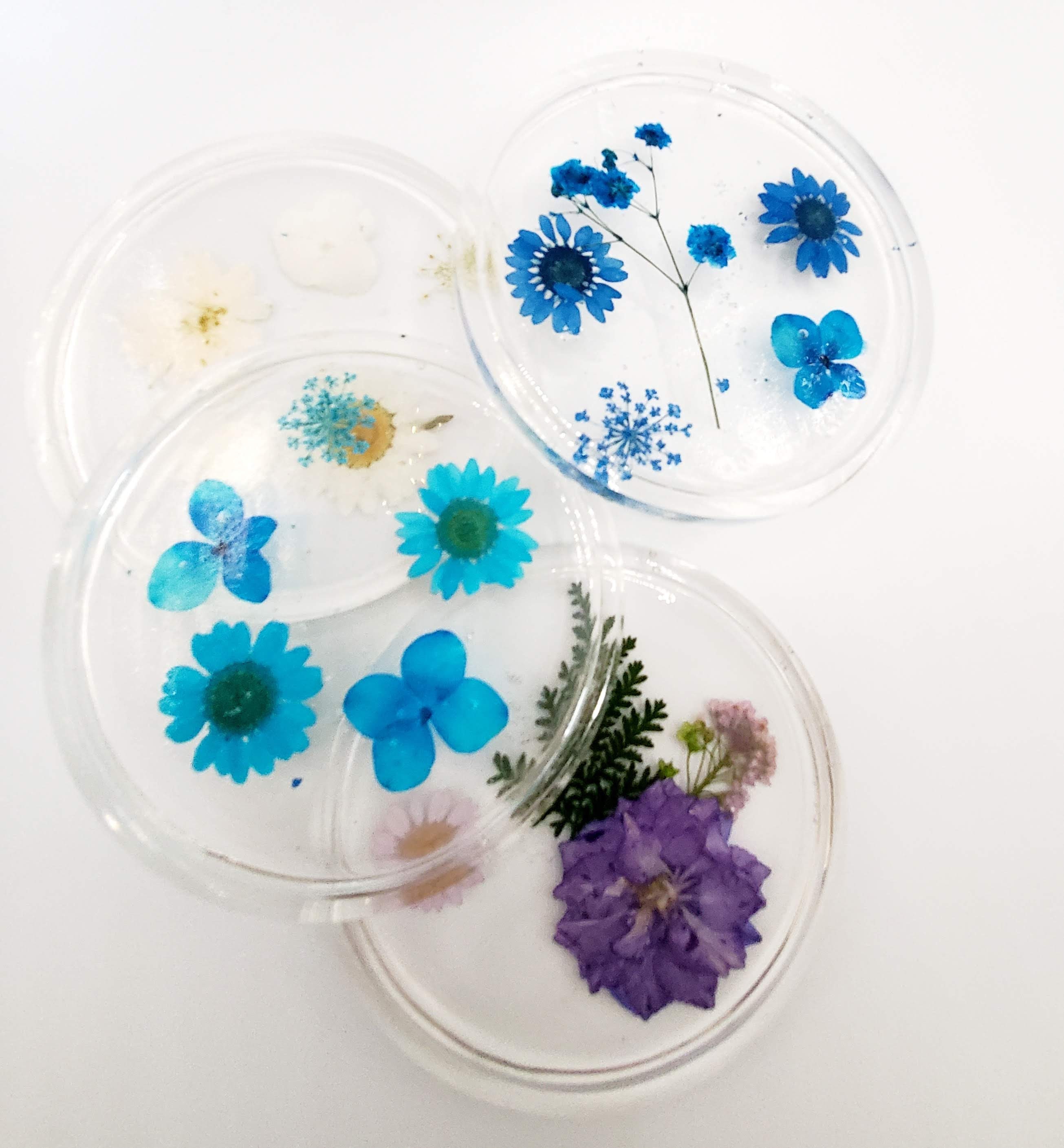 Custom Resin Drink Coasters Set Clear Floral Customizable Etsy