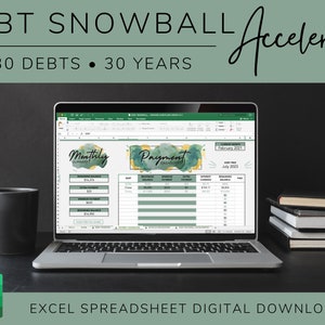 Hoja de cálculo de bola de nieve de deuda, Excel de bola de nieve de deuda, Calculadora Dave Ramsey, Seguimiento de deudas de tarjetas de crédito, Seguimiento de préstamos estudiantiles, Liquidación de deudas
