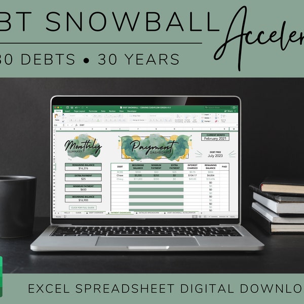 Debt Snowball Spreadsheet | Debt Snowball Excel | Dave Ramsey Calculator | Credit Card Debt Tracker | Student Loan Tracker | Debt Payoff