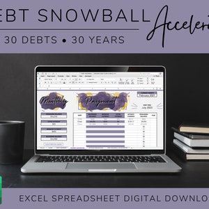 Hoja de cálculo de bola de nieve de deuda, Excel de bola de nieve de deuda, Calculadora Dave Ramsey, Seguimiento de deudas de tarjetas de crédito, Seguimiento de préstamos estudiantiles, Liquidación de deudas