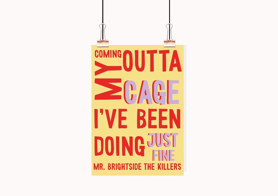 MR BRIGHTSIDE / The Killers / Wall Art / Lyrics Print Poster / A5 A4 A3 / Unframed Print / Music