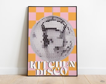 Kitchen Disco | Wall Print  | A4 A3 | Unframed Print | Gifts for Her | Kitchen wall art | Music Poster | Music Print