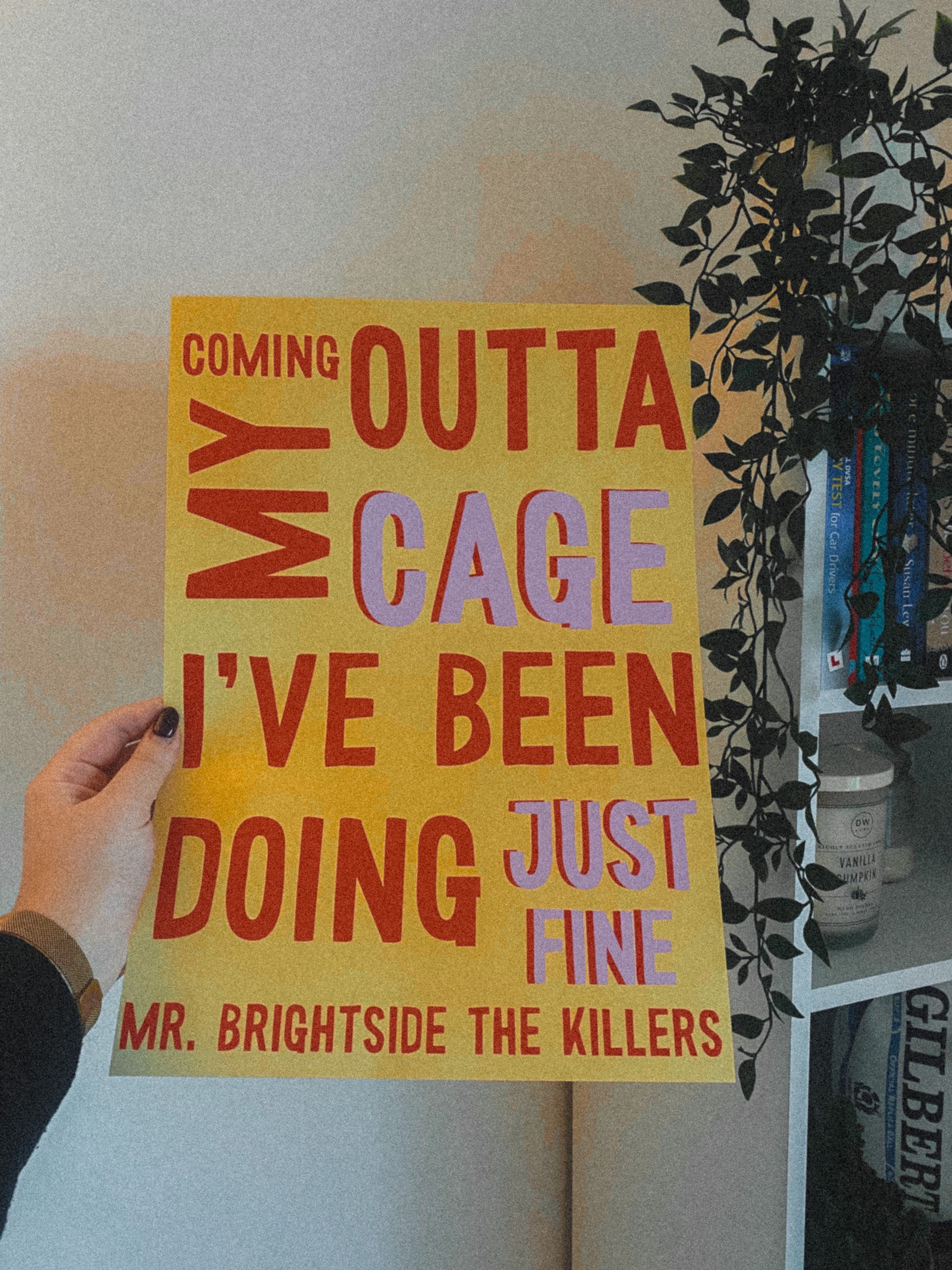 MR BRIGHTSIDE / The Killers / Wall Art / Lyrics Print Poster / A5 A4 A3 / Unframed Print / Music