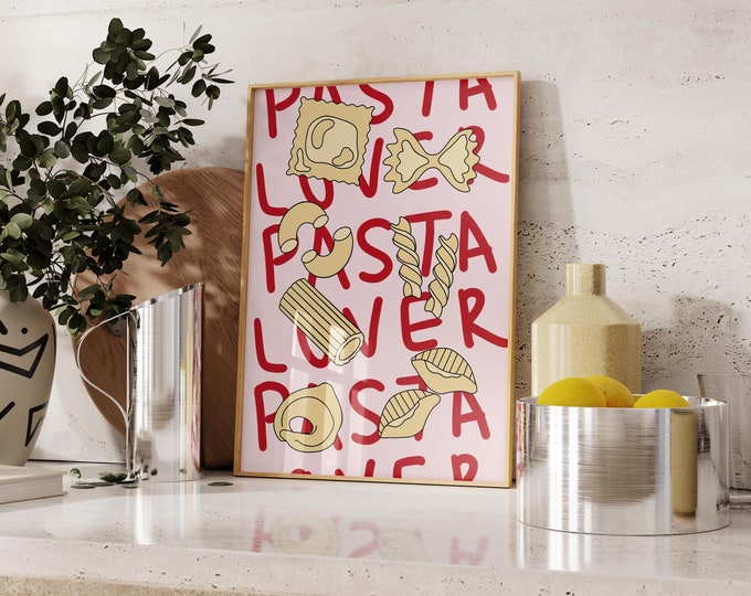 Pasta Lover Poster | Kitchen Poster Print | Quirky Art Print | Foodie Gift | Wall Art | Unframed Art | Pasta Shapes