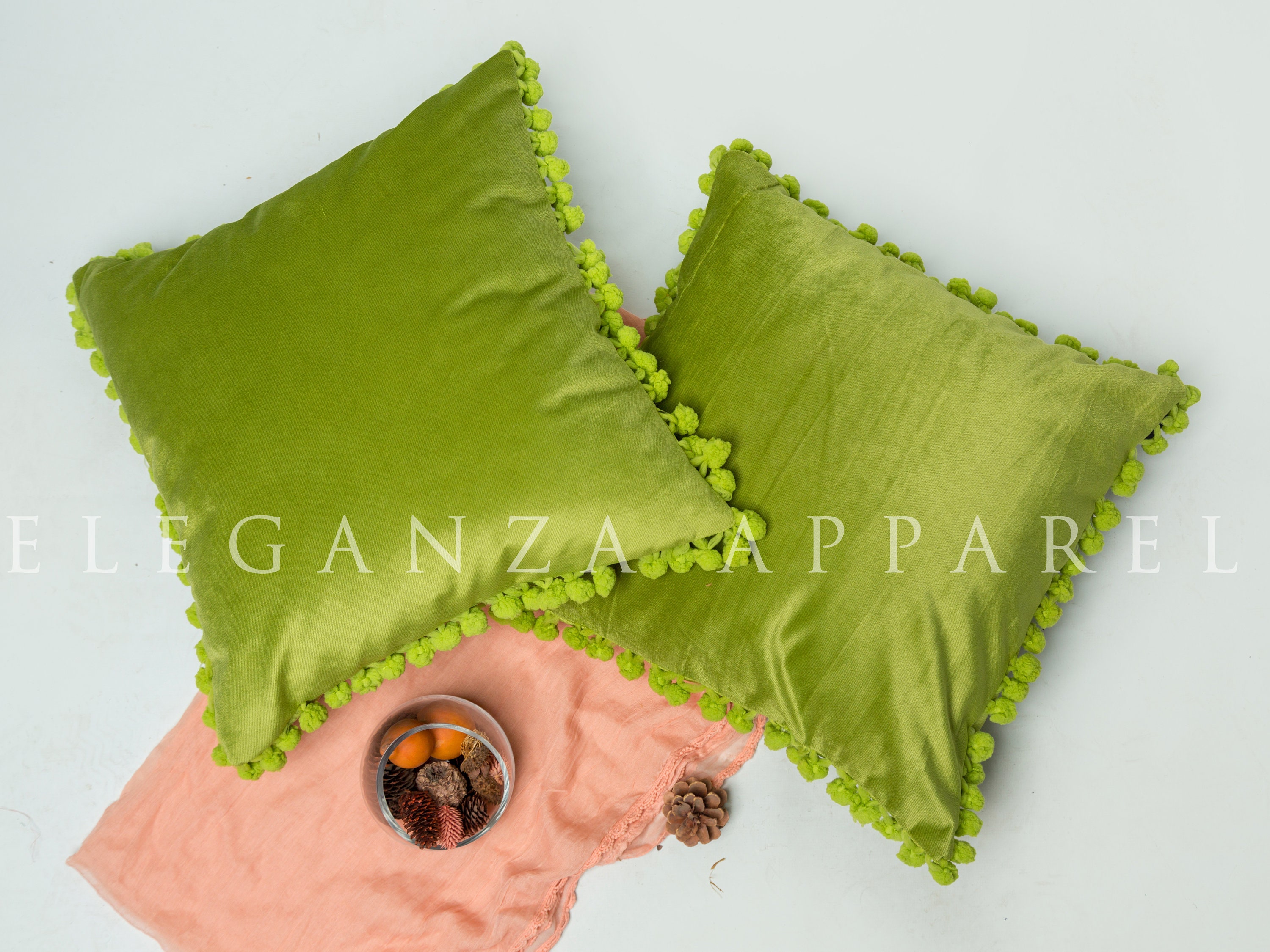 Luxury Handmade Pom Pom Velvet Cushion Cover 45 X 45 CM Etsy UK