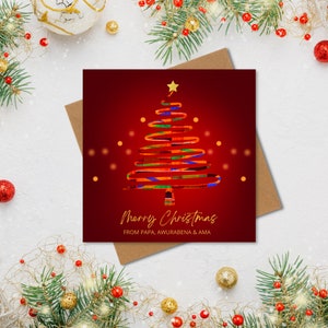 Biglietti di Natale africani personalizzati, biglietti di Natale con albero, biglietti Ghana Kente, biglietti di Natale, biglietti di Natale piegati