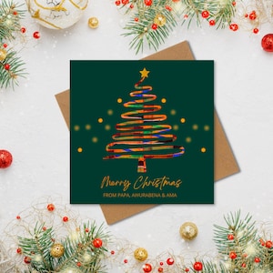 Biglietti di Natale africani personalizzati, biglietti di Natale con albero, biglietti Ghana Kente, biglietti di Natale, biglietti di Natale piegati