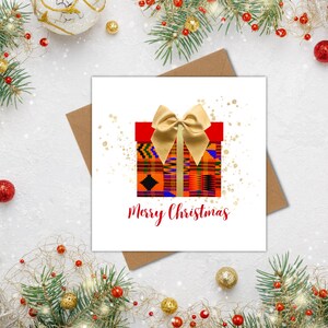 パーソナライズされたアフリカのクリスマス カード、クリスマス プレゼント カード、ガーナ ケンテ カード、クリスマス カード、折りたたみ式クリスマス カード