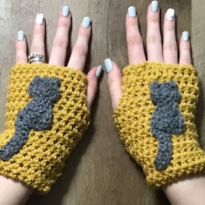 Cat Fingerless Gloves Texting Gloves Crochet Wrist Warmers Hand Warmers More Colors!