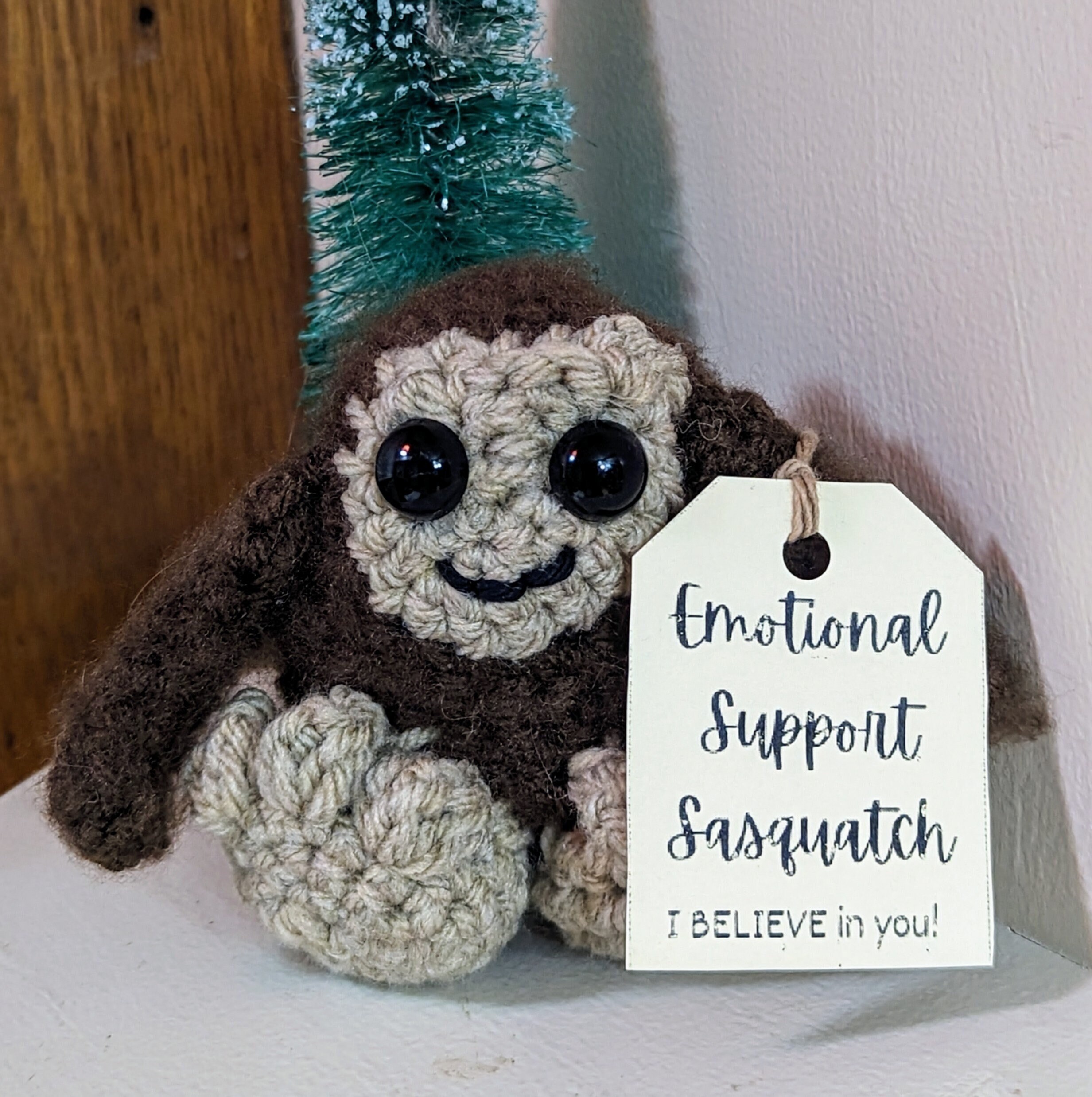 Emotional Support Sasquatch Crochet Bigfoot Big Foot Desk Buddy