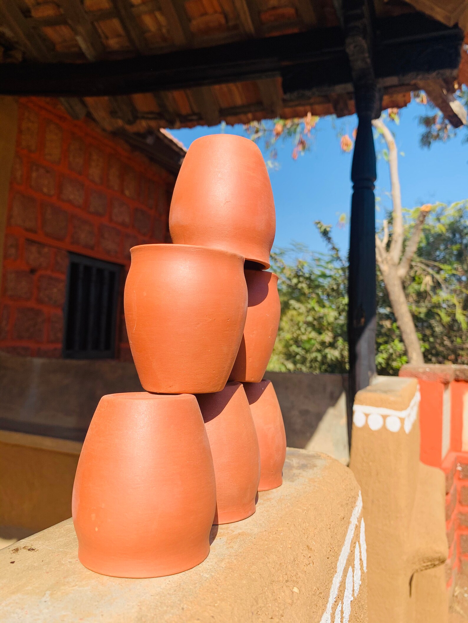 India Clay Tea Cup Set of 6 Brown Plain Handmade Indian Etsy