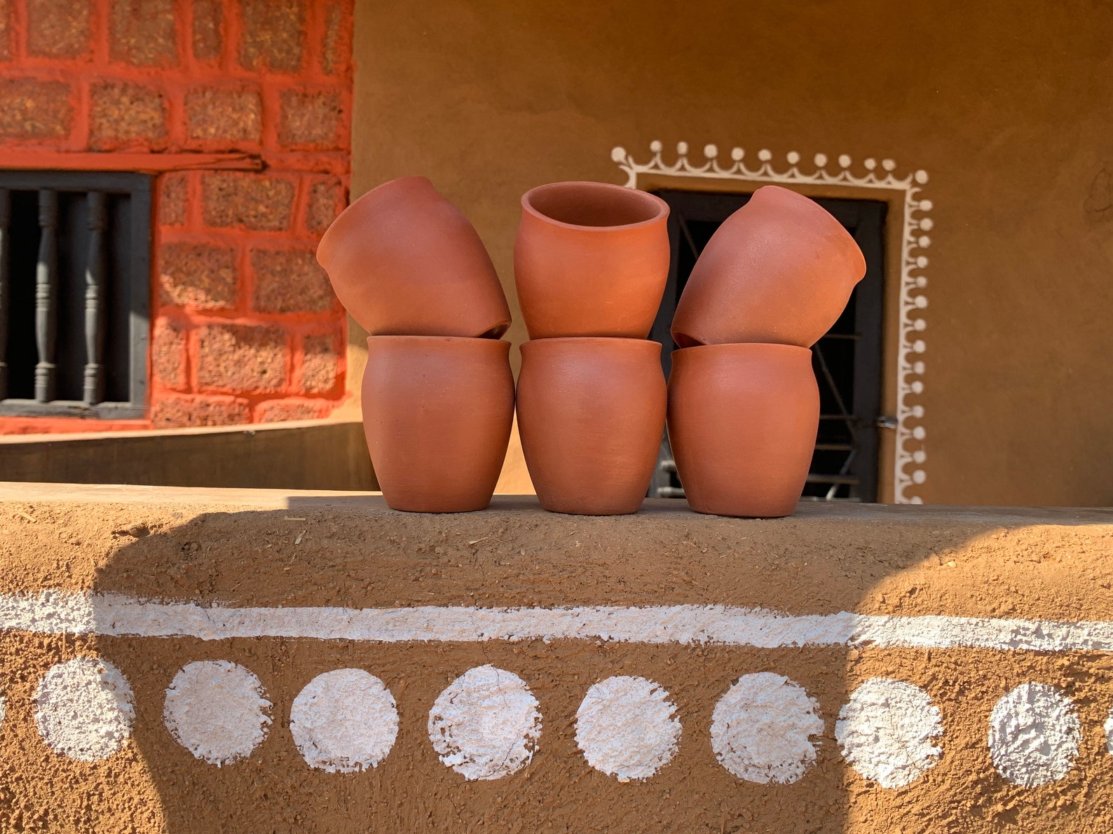 India Clay Tea Cup Set of 6 Brown Plain Handmade Indian Etsy